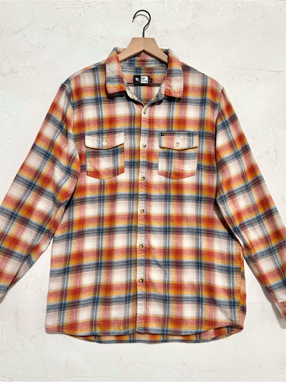 Rip Curl Slim Fit Plaid Flannel Button Up Shirt XL